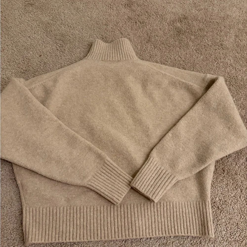 Zara women’s Cozy Mock Neck Sweater in Beige